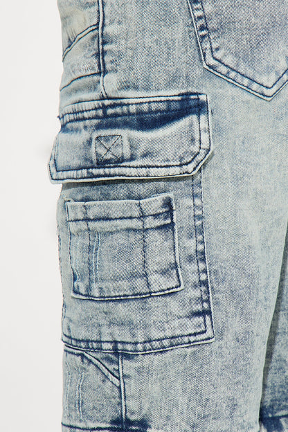 Mini Oliver Cargo Denim Shorts - Light Wash