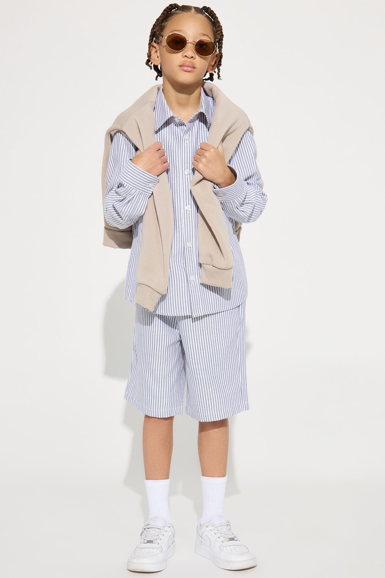 Mini Subtle Stripe Short - Grey/combo