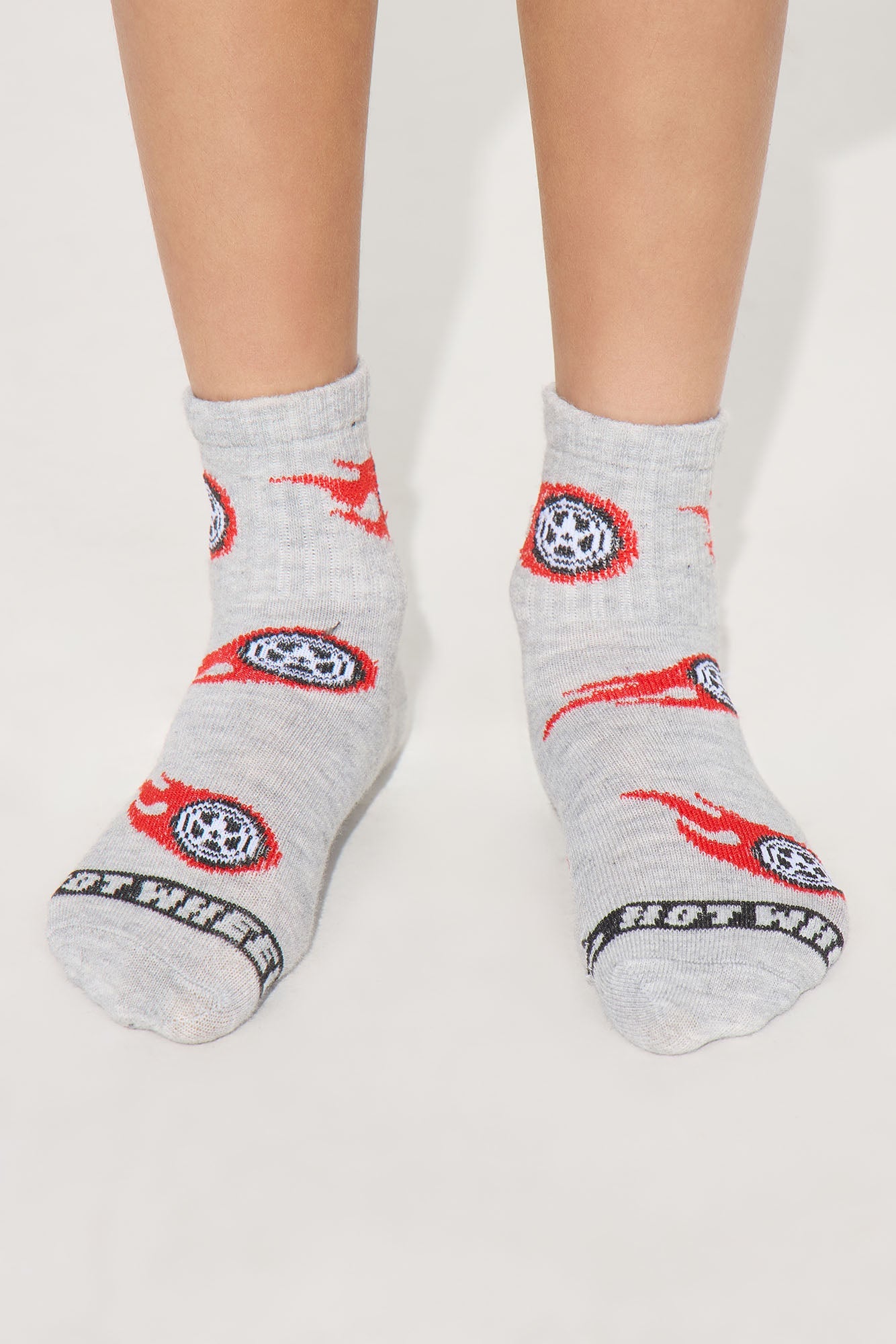 Mini Hot Wheels Finish Line 5 Pack Mid Crew Socks - Grey/combo