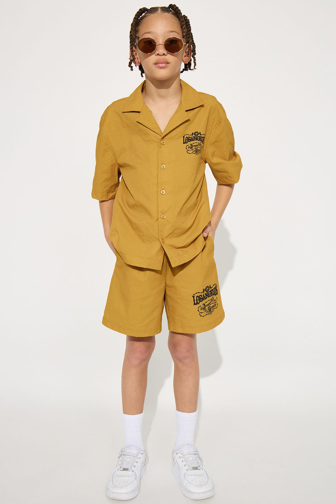 Mini Waffle Crinkled Shorts - Yellow