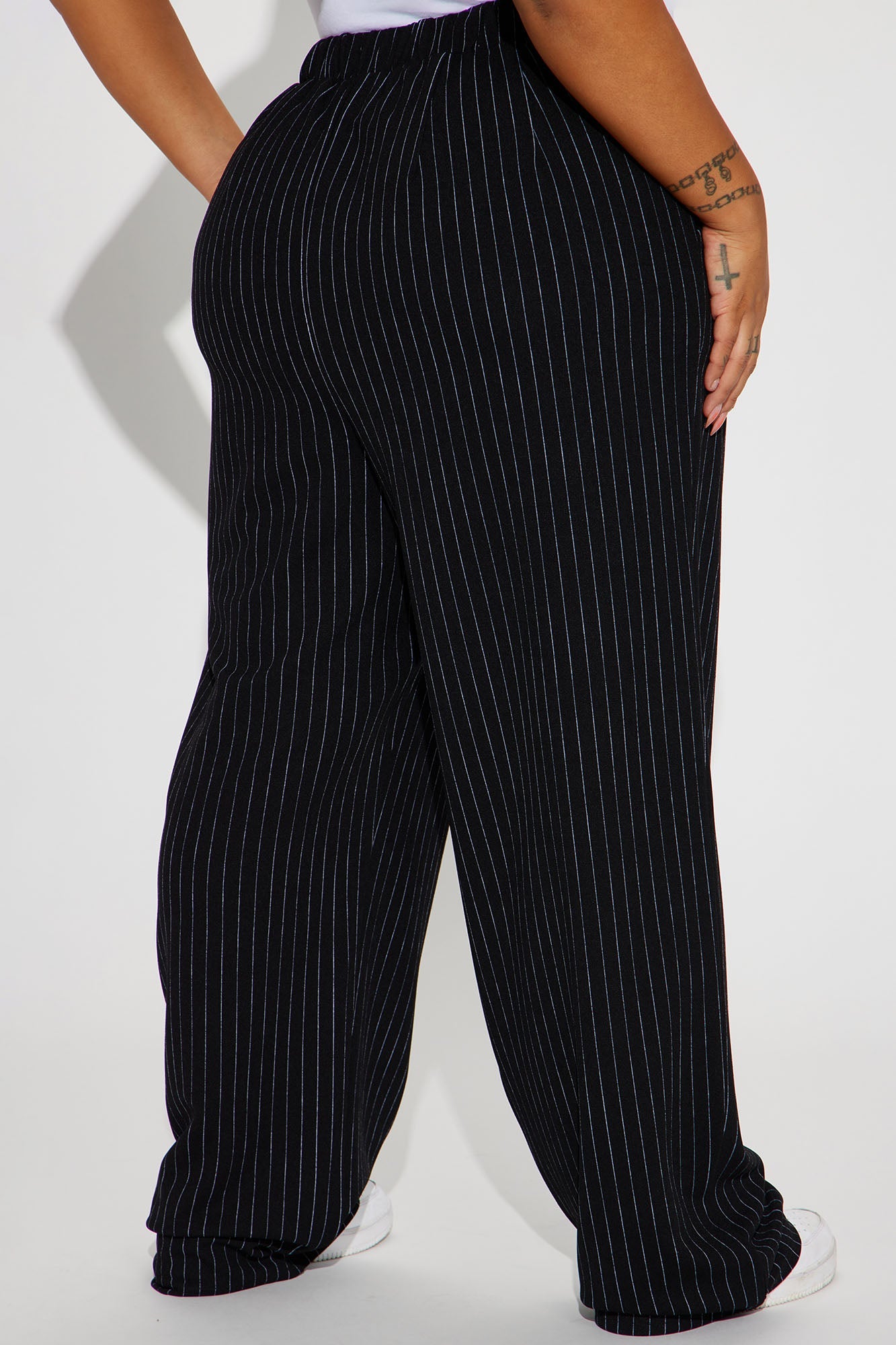 Work It Pinstripe Trouser Pant - Black