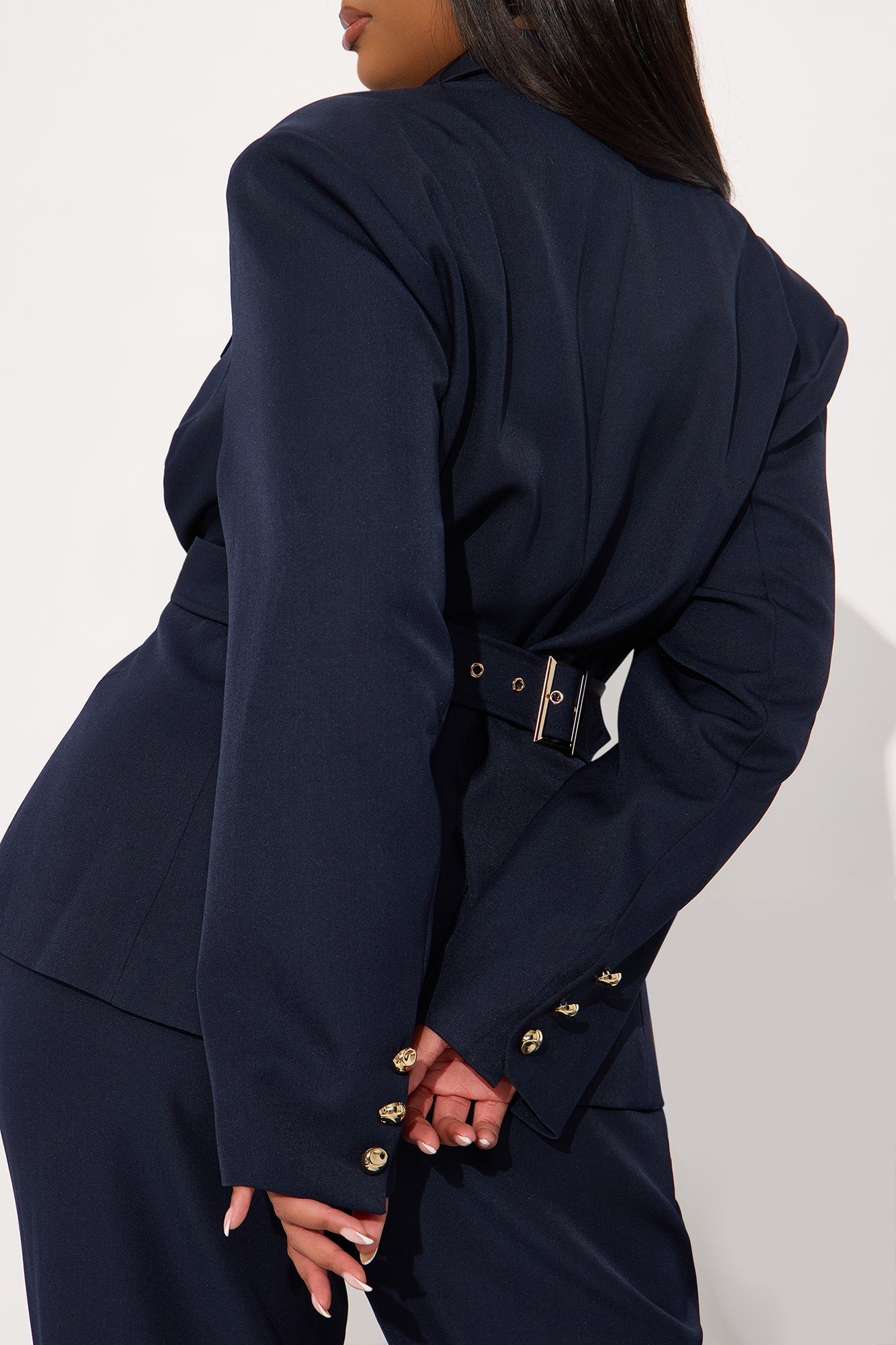 I Rest My Case Fitted Waist Blazer Set - Navy