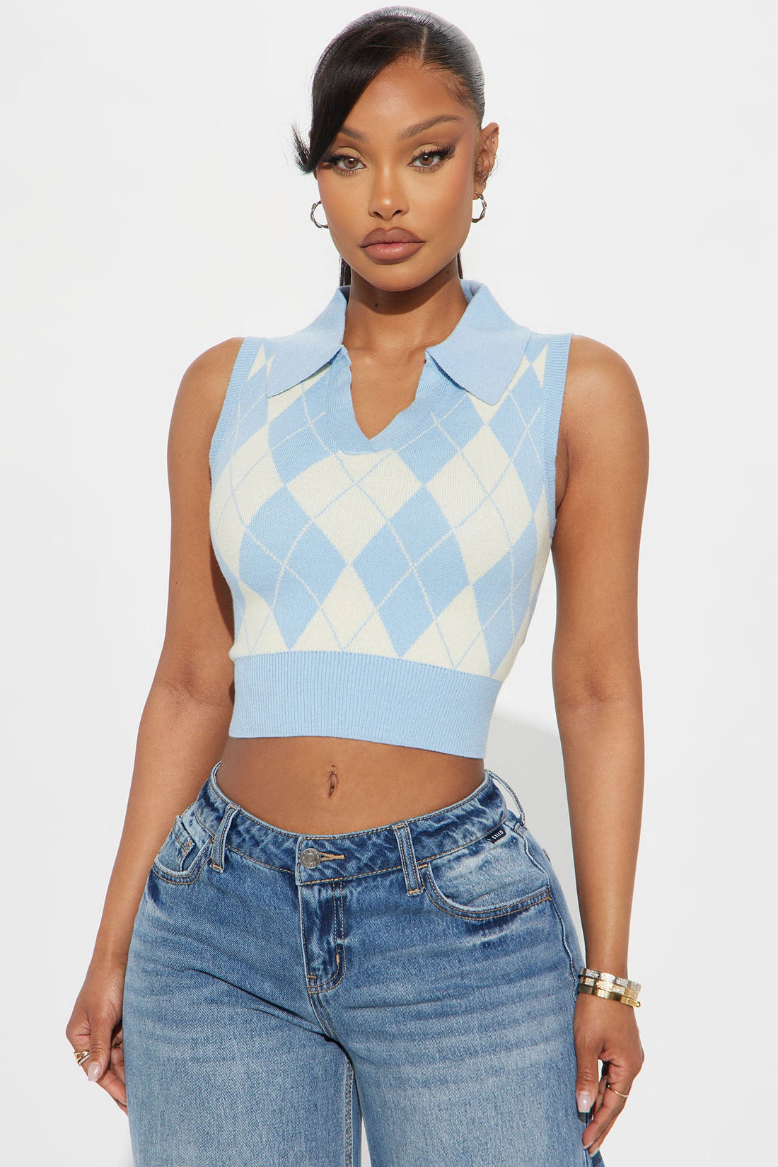 So Smart Argyle Sweater Vest - Blue/combo