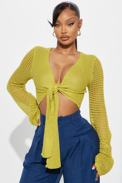 Sunny Paradise Crochet Top - Lime