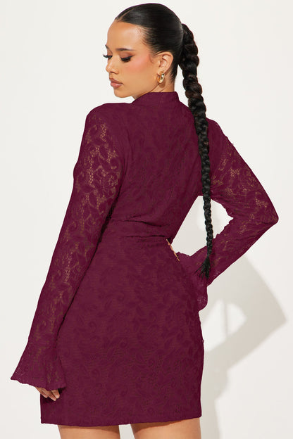 Roxanna Lace Mini Dress - Plum