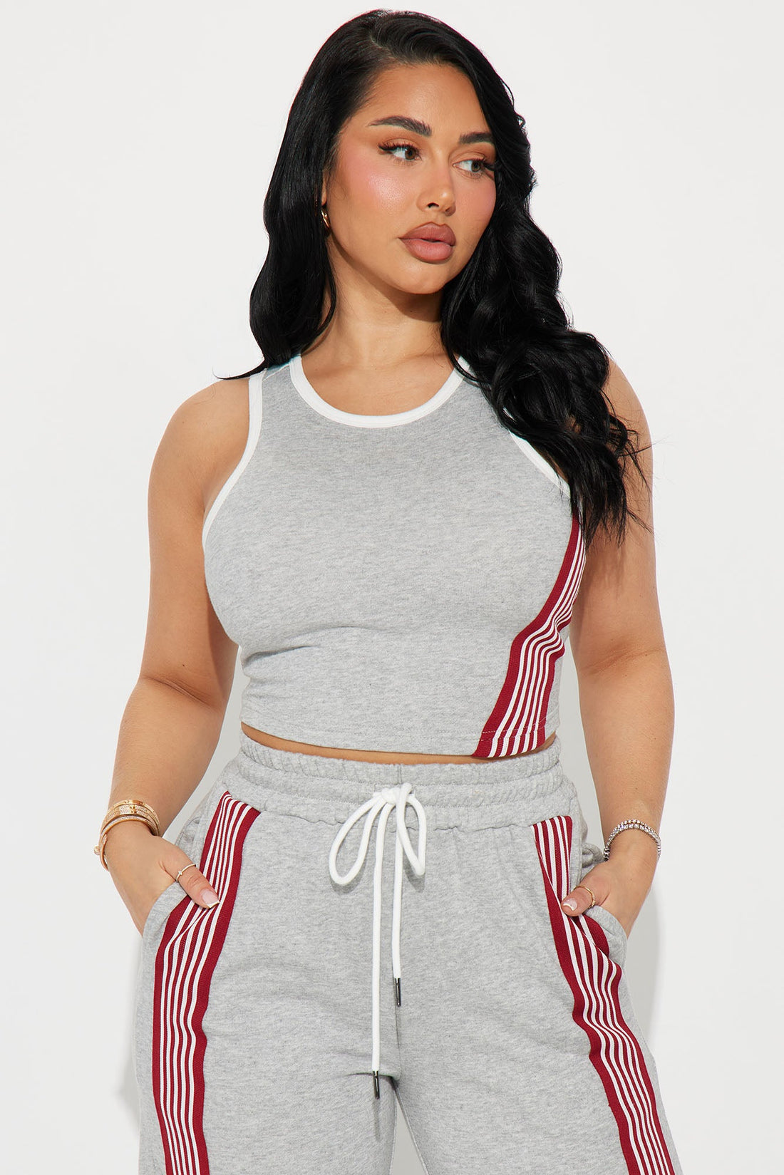 Varsity Babe Pant Set - Heathered Grey