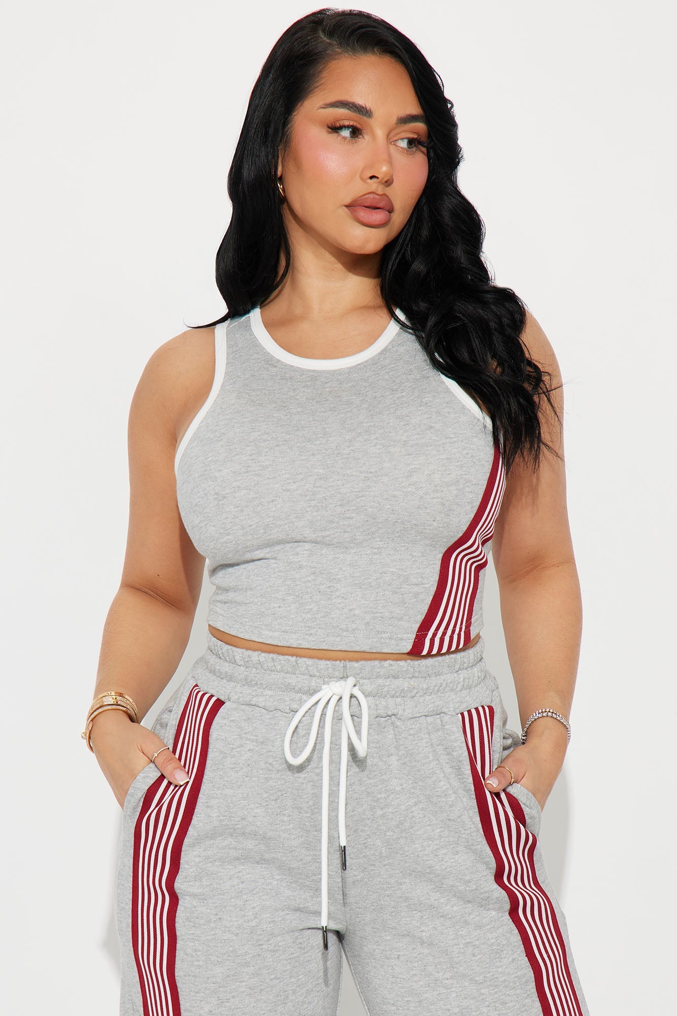 Varsity Babe Pant Set - Heathered Grey