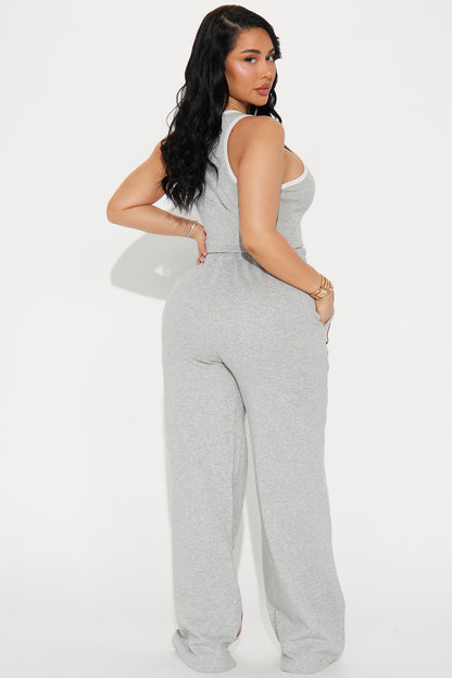 Varsity Babe Pant Set - Heathered Grey