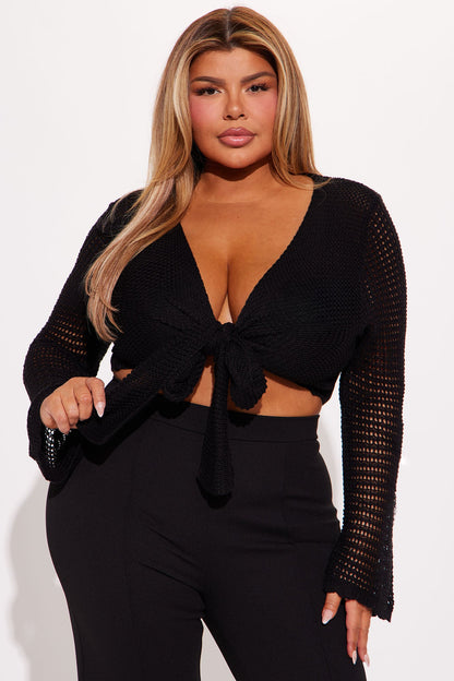 Sunny Paradise Crochet Top - Black