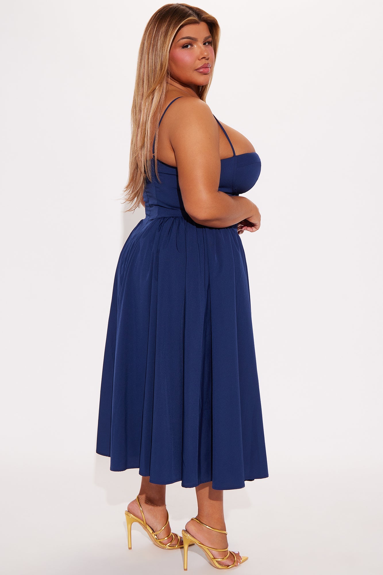 Sweet Love Corset Midi Dress - Navy