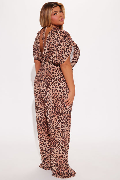 Heating Up Jumpsuit - Brown/combo