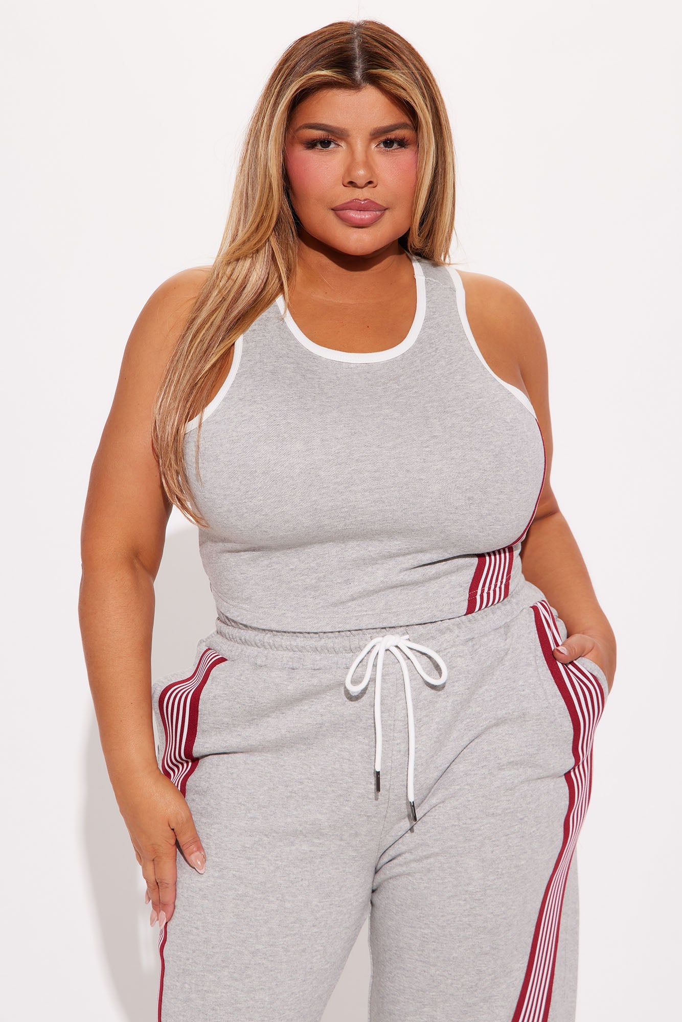 Varsity Babe Pant Set - Heathered Grey
