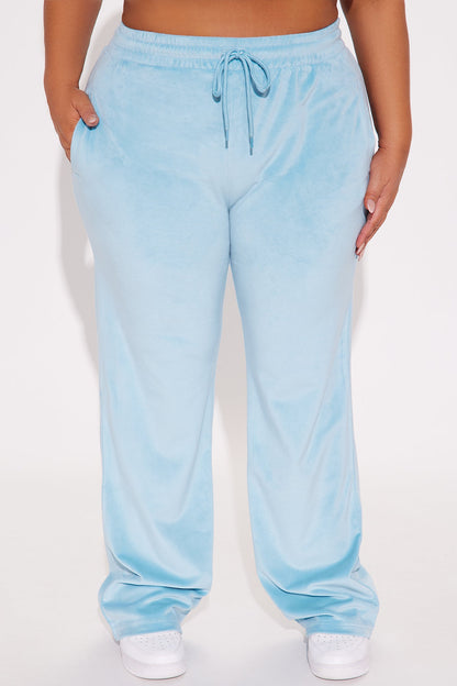 Von Dutch Velour Wide Leg Pant - Blue