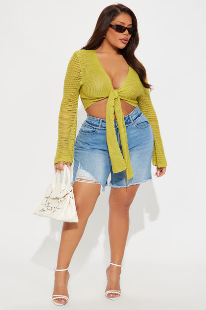 Sunny Paradise Crochet Top - Lime
