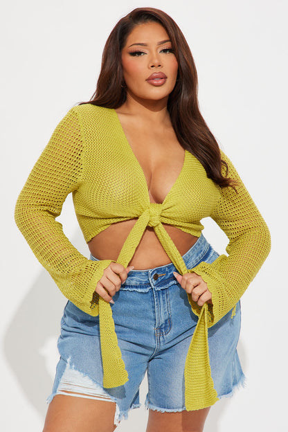 Sunny Paradise Crochet Top - Lime