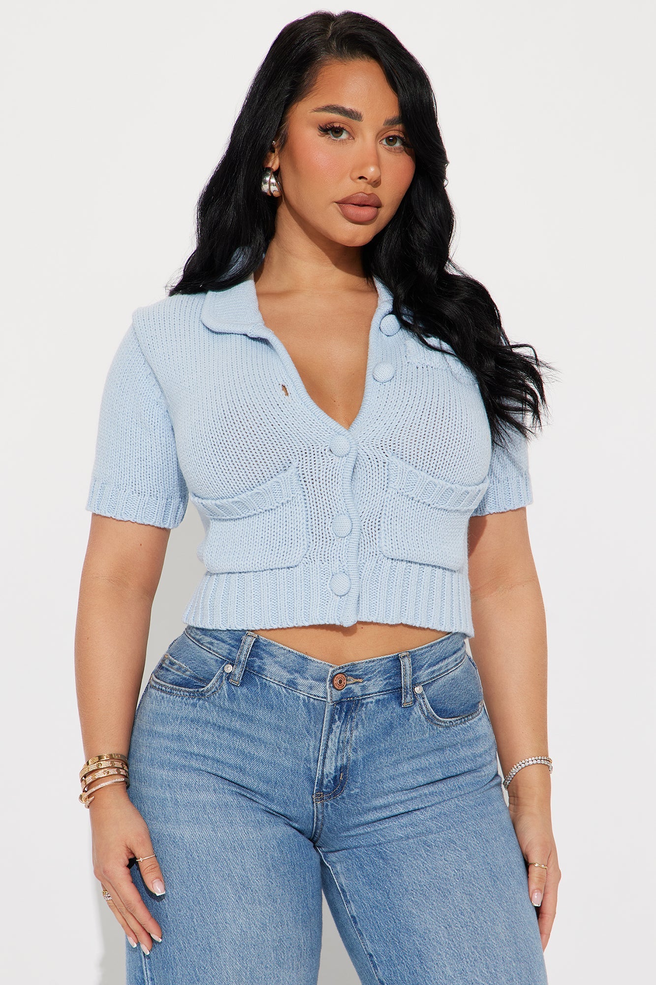 Far From Dramatic Sweater Top - Light Blue