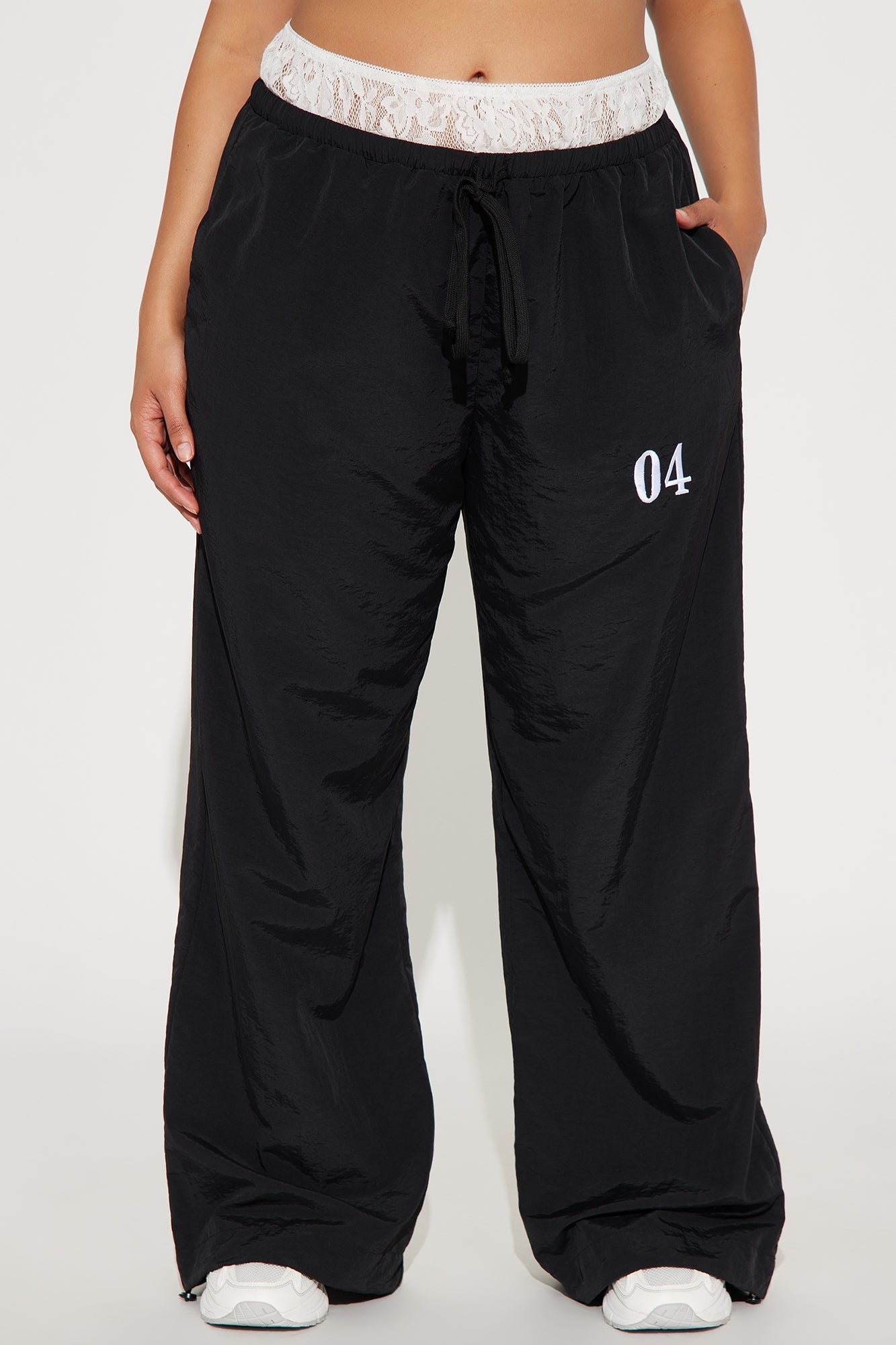 Averil Double Waistband Windbreaker Jogger - Black