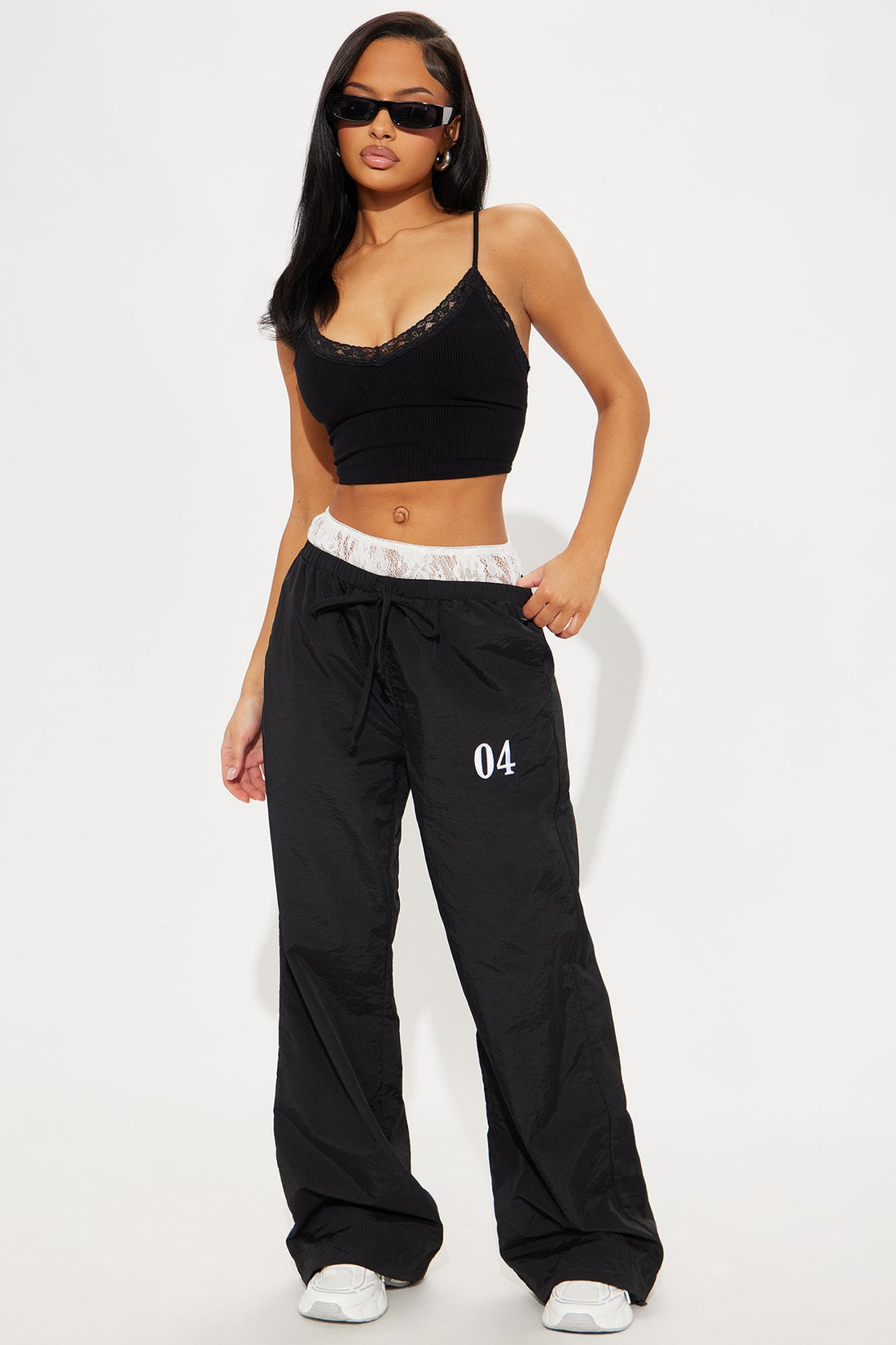 Averil Double Waistband Windbreaker Jogger - Black