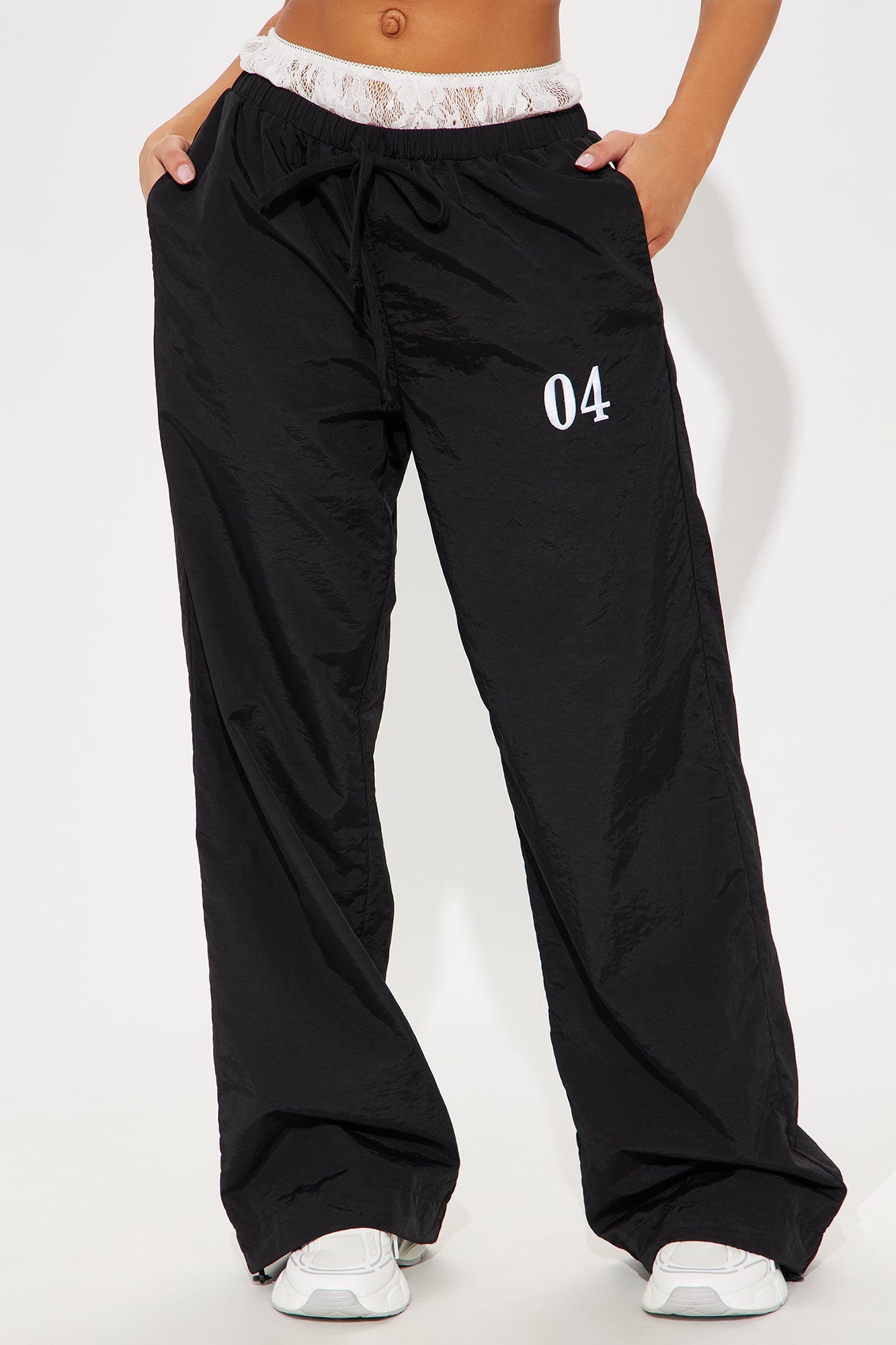 Averil Double Waistband Windbreaker Jogger - Black