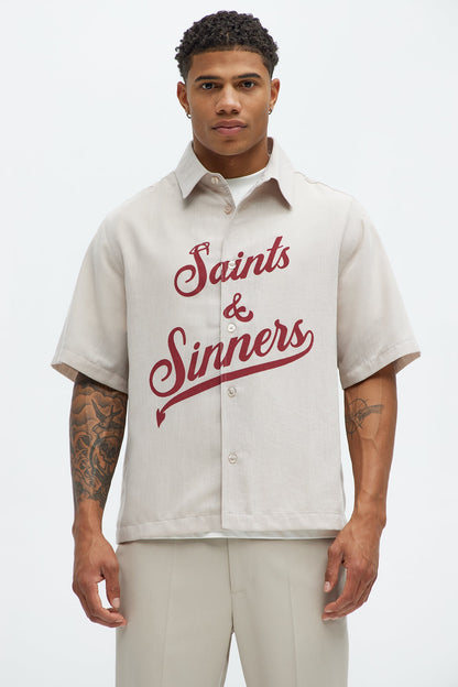 Saints And Sinners Full Button Shirt - Tan
