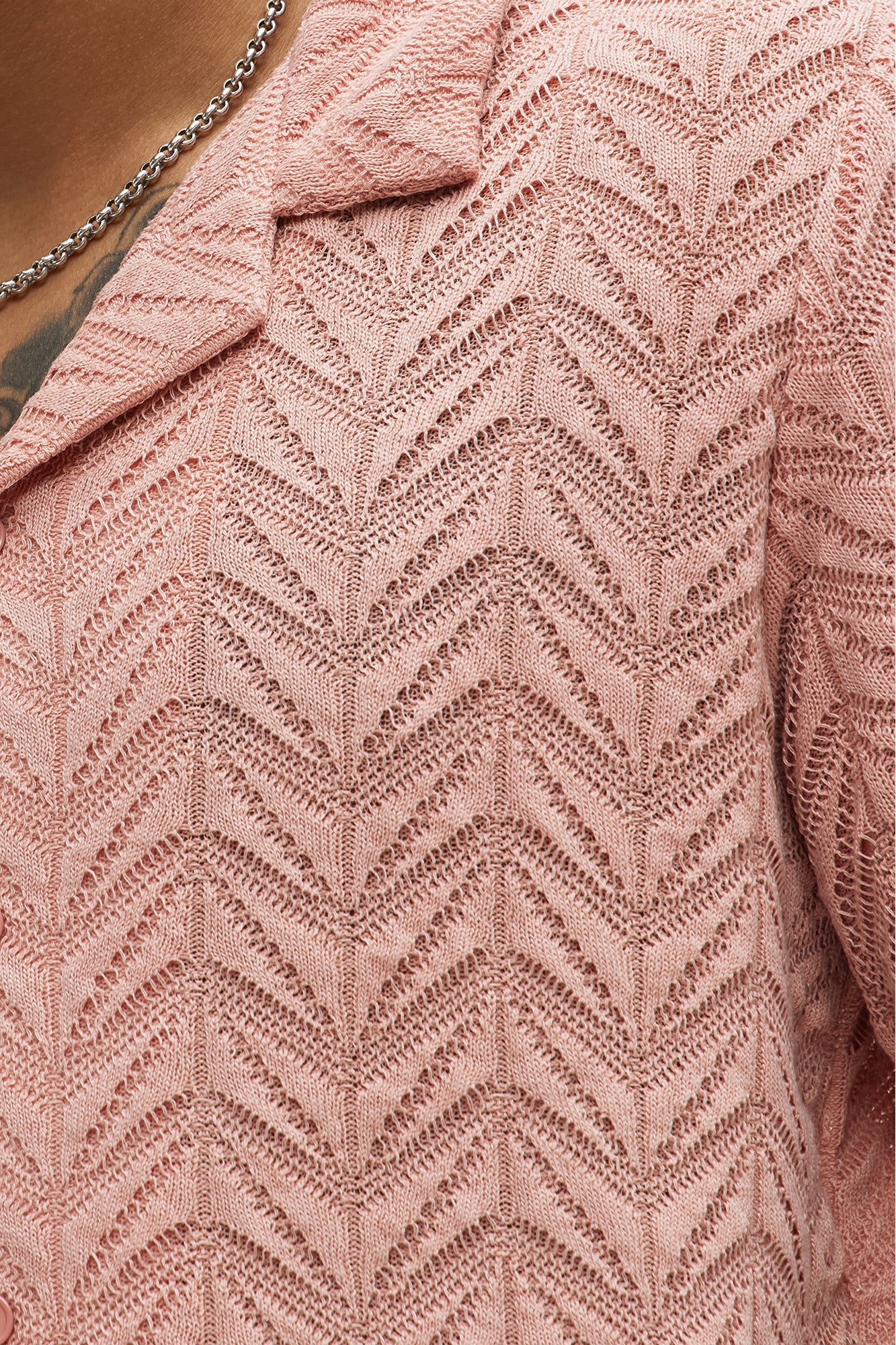 Bellvista Crochet Knitted Cuban Shirt - Pink