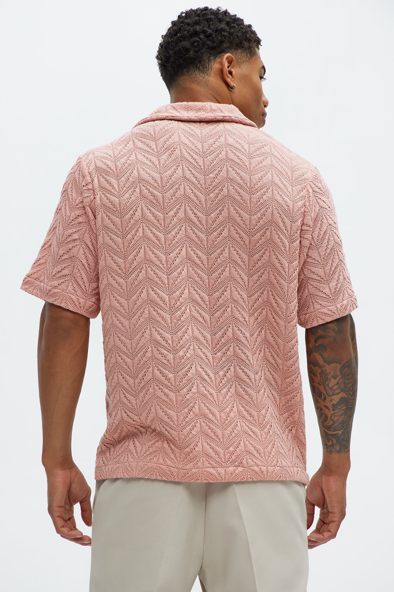 Bellvista Crochet Knitted Cuban Shirt - Pink