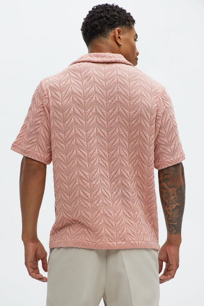 Bellvista Crochet Knitted Cuban Shirt - Pink