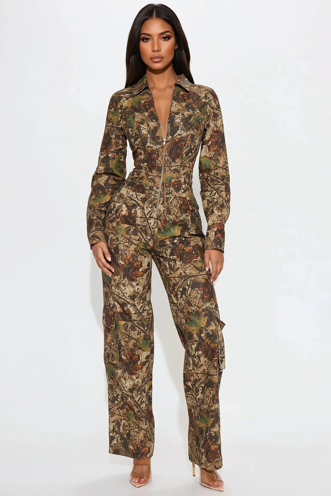 Leila Camo Jumpsuit - Brown/combo