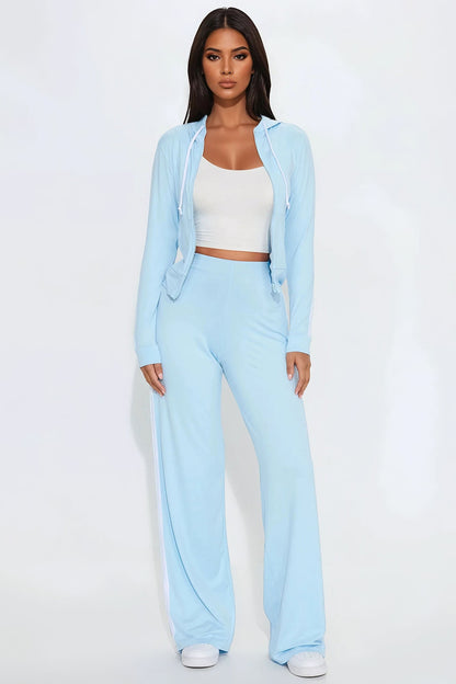 Tennis Courts Wide Leg Pant Set - Blue