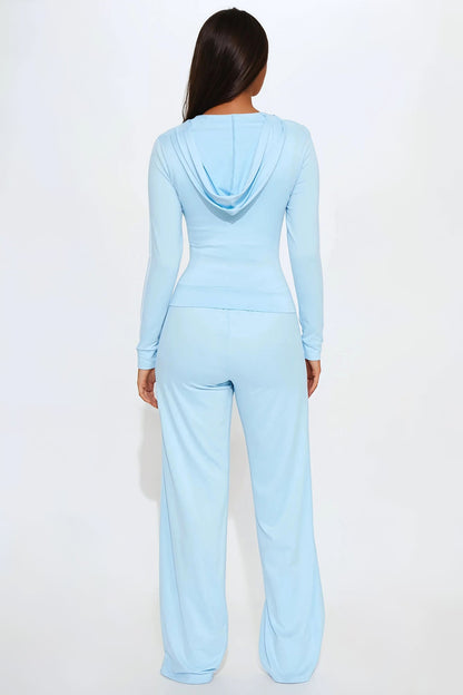 Tennis Courts Wide Leg Pant Set - Blue