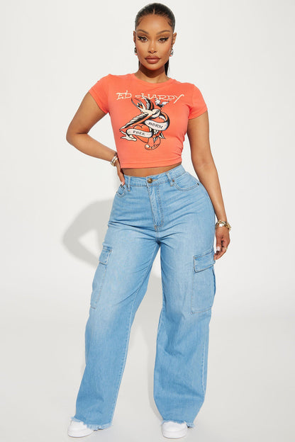 In Full Effect Baggy Cargo Jeans - Light Wash