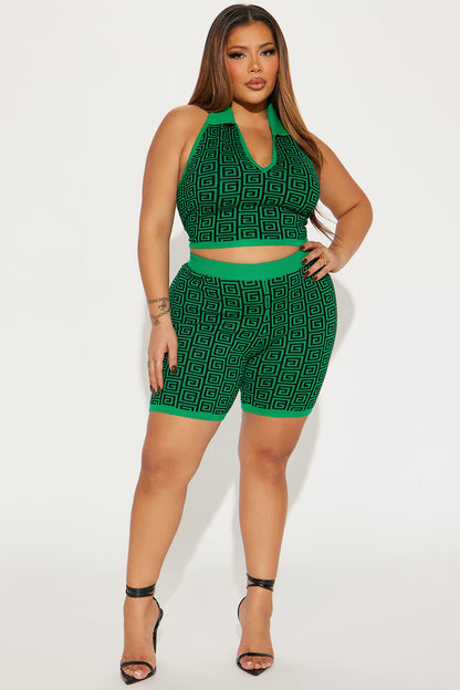 Meet Me There Sweater Short Set - Kelly Green
