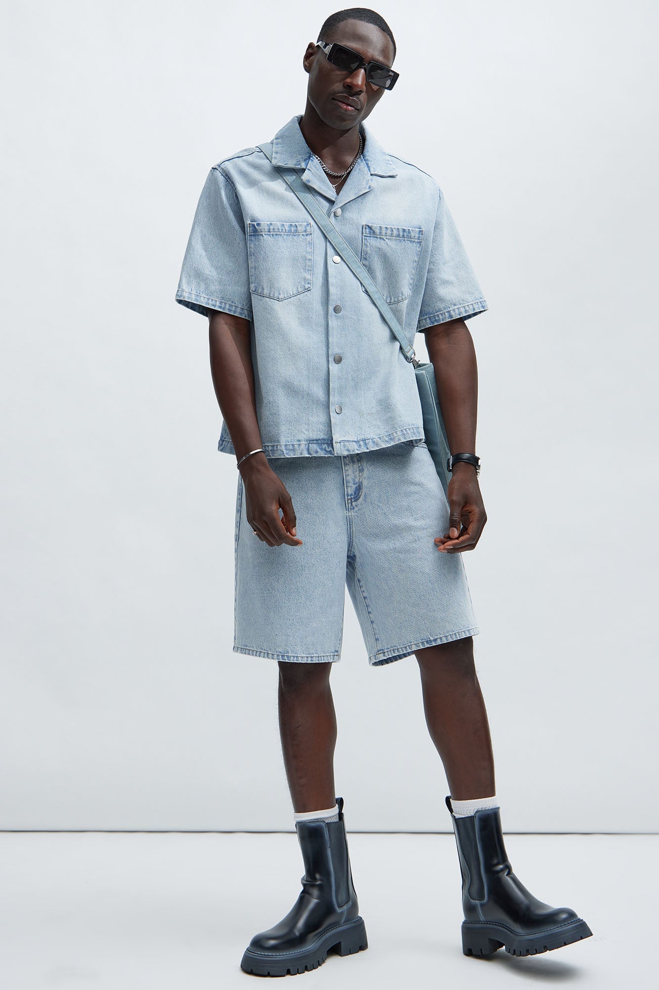 Colin Relaxed Denim Shorts - Light Blue Wash