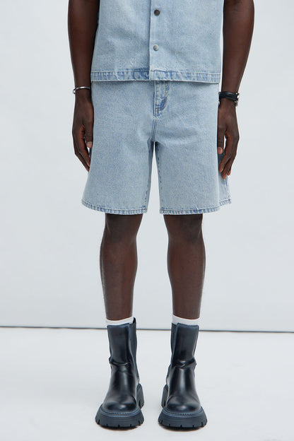 Colin Relaxed Denim Shorts - Light Blue Wash