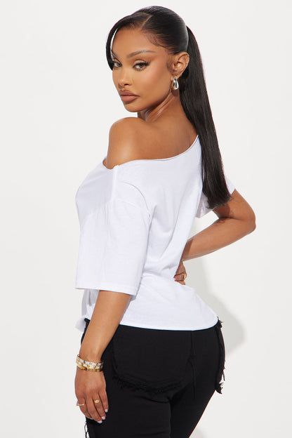 The Rolling Stones Leopard Off Shoulder Top - Cream