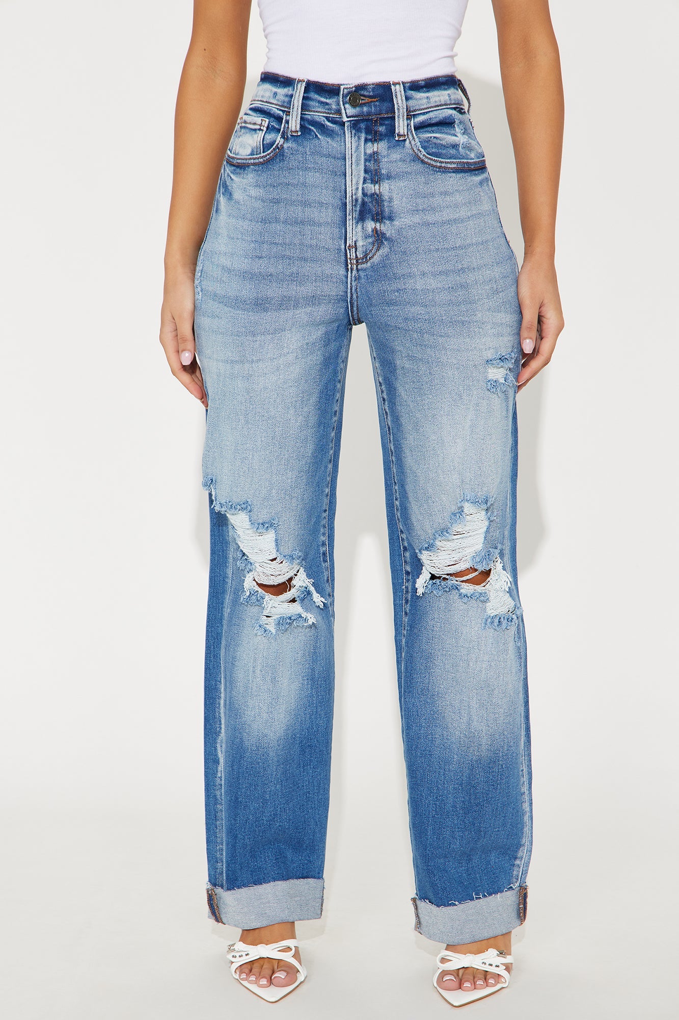 Sienna High Rise Straight Leg Jeans - Medium Wash