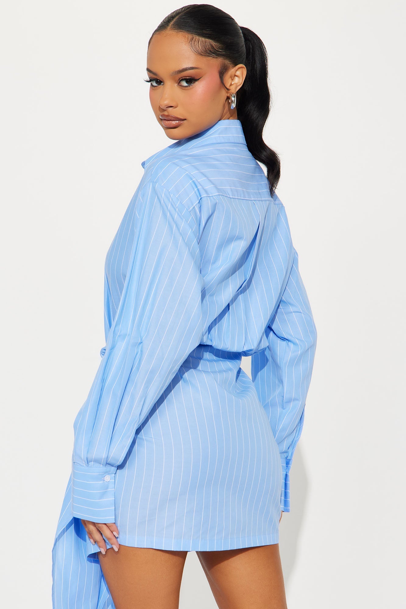 Executive Slay Pinstripe Mini Dress - Blue