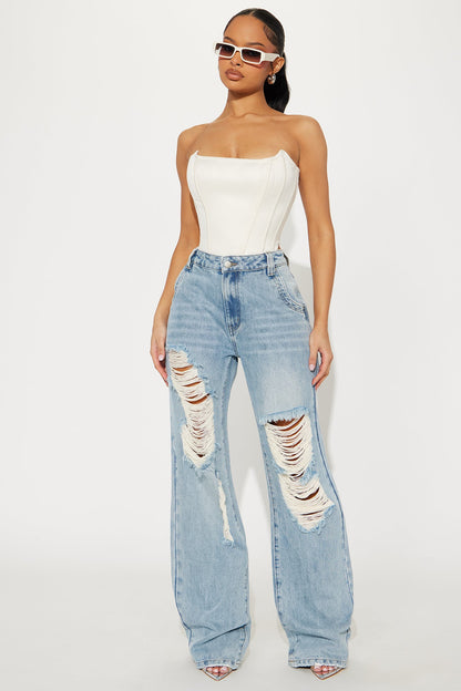 Tall Sticking Around Ripped Straight Leg Jeans - Medium Wash