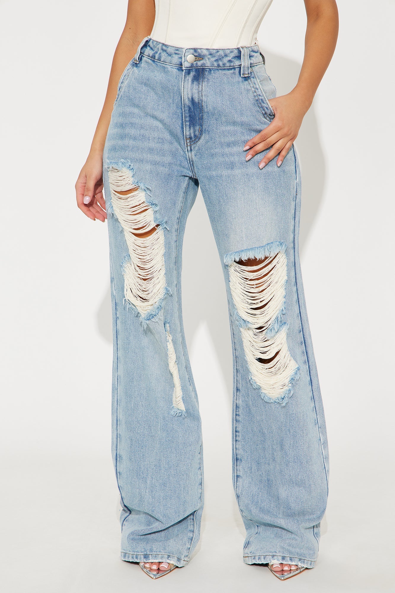 Tall Sticking Around Ripped Straight Leg Jeans - Medium Wash