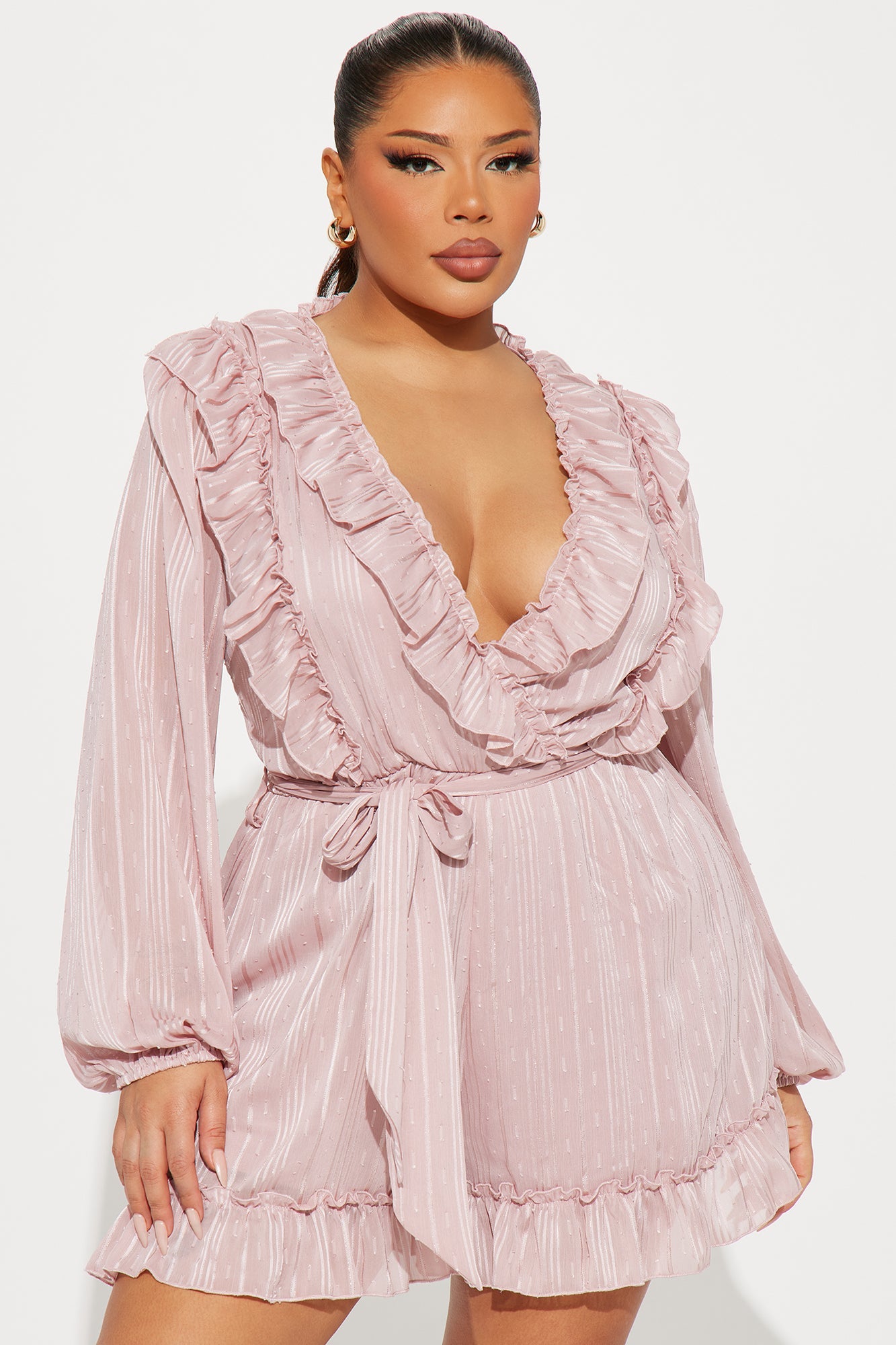 Roxanna Ruffle Romper - Rose