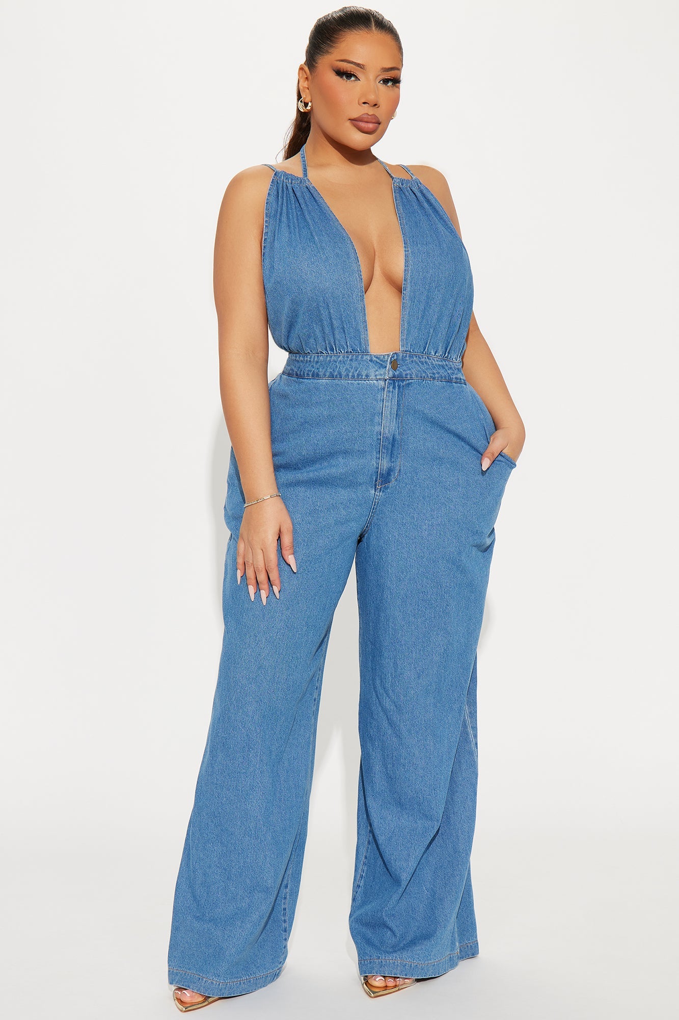 Always A Statement Denim Jumpsuit - Medium Wash