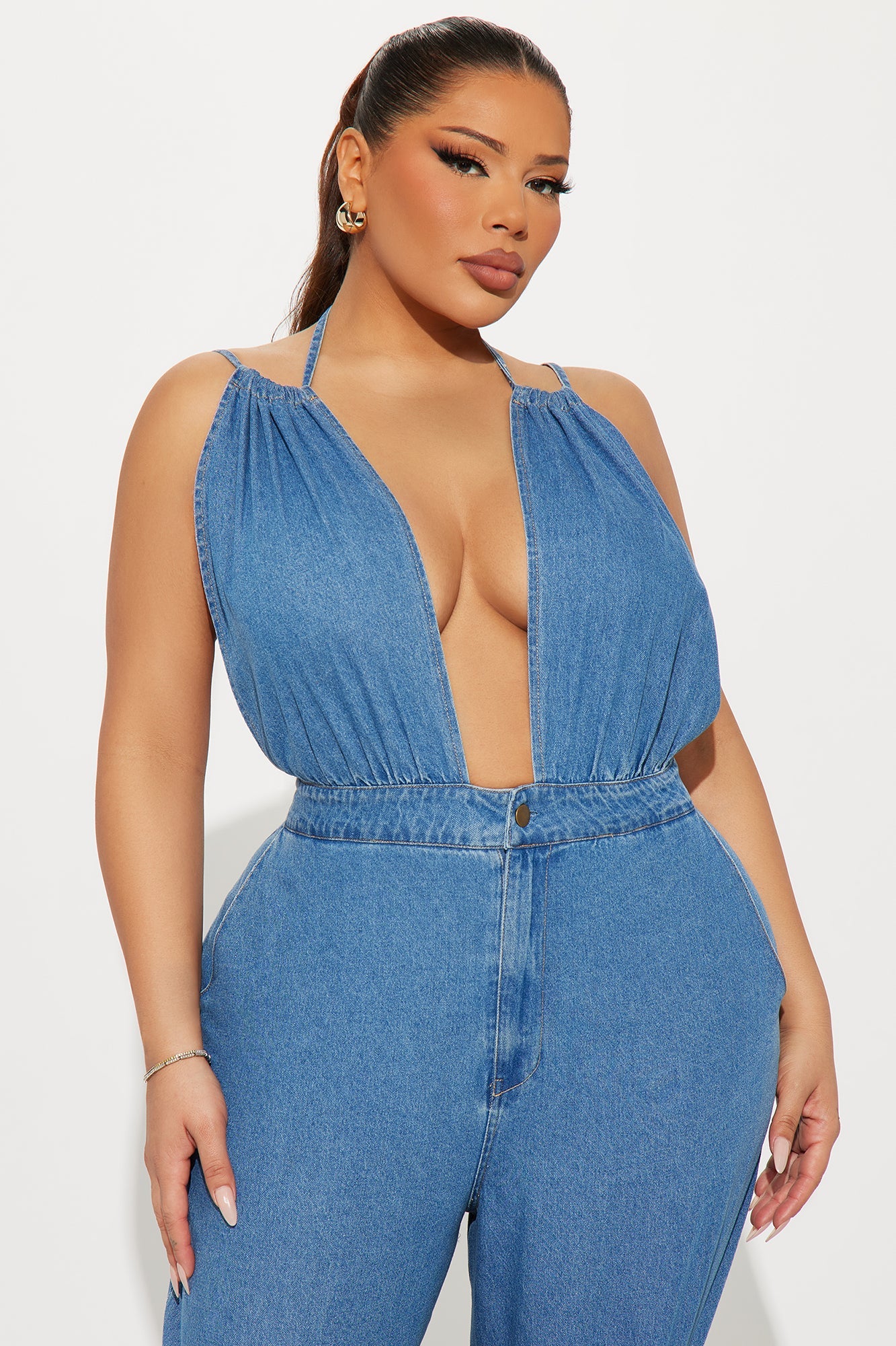 Always A Statement Denim Jumpsuit - Medium Wash