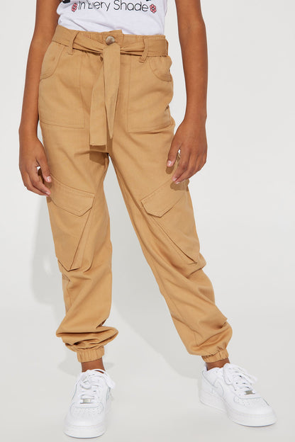 Mini Cool Girls Rule Belted Cargo Pants - Tan