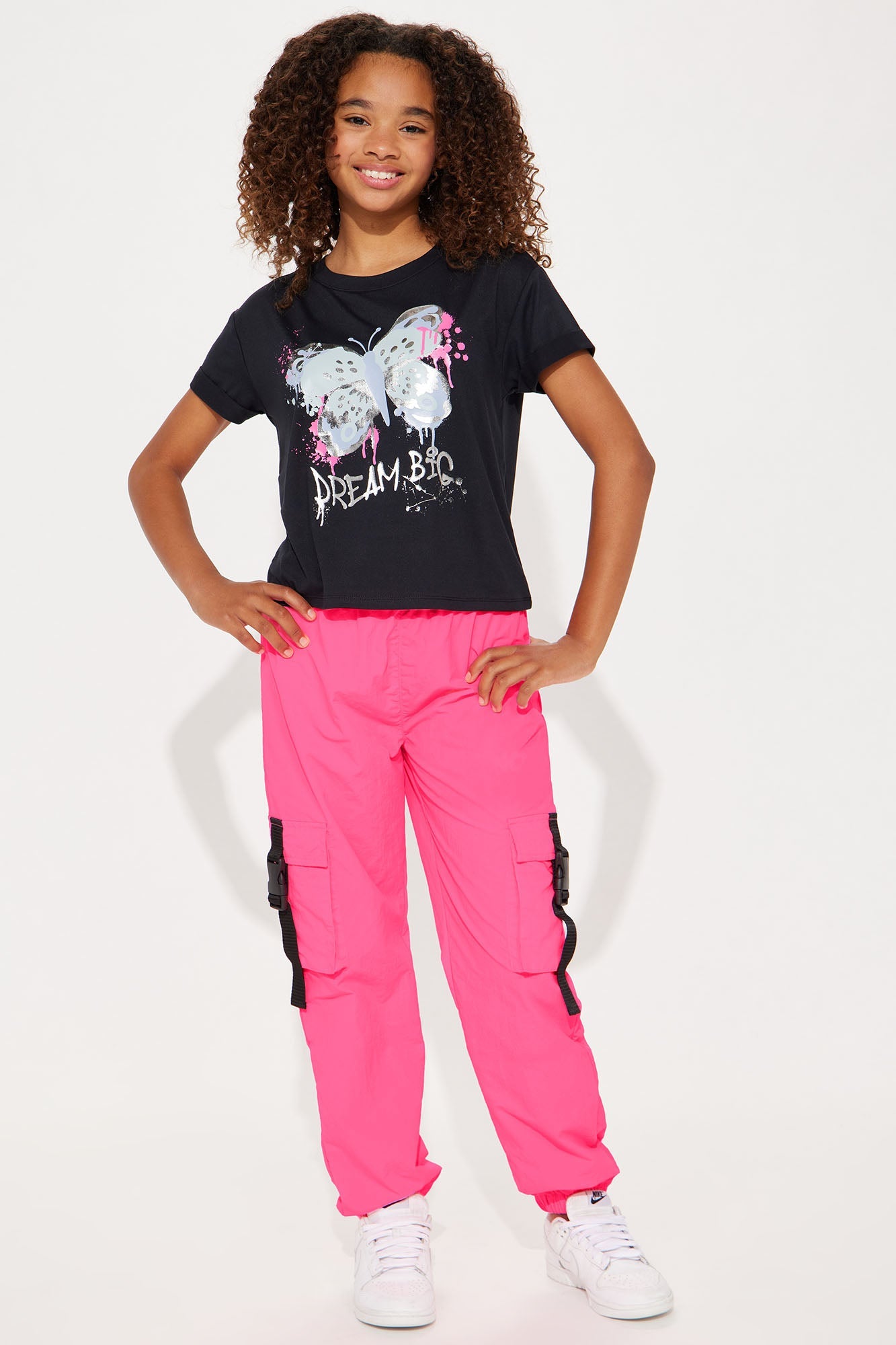 Mini Strappy Nylon Parachute Cargo Pants - Hot Pink