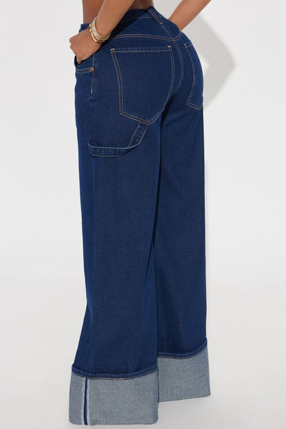 Doing Better Cuffed Carpenter Jeans - Dark Wash