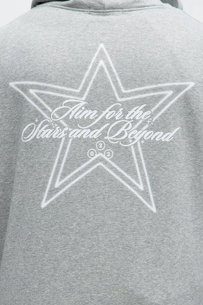 Aim For The Stars Zip Hoodie - Grey
