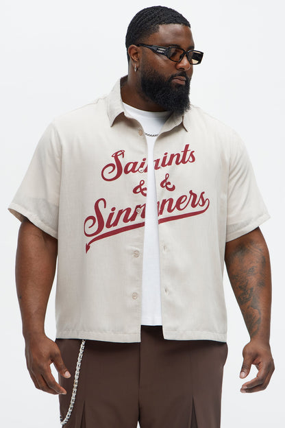 Saints And Sinners Full Button Shirt - Tan