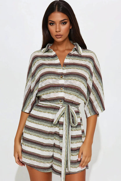 On The Verge Romper - Green/combo