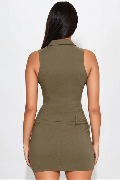 Nora Cargo Mini Dress - Olive