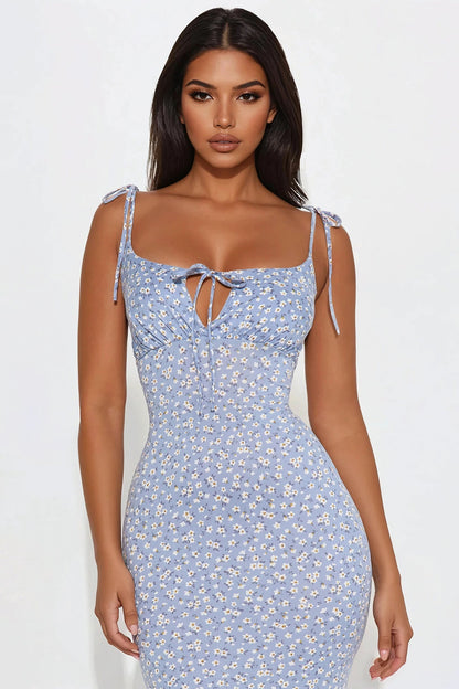 Samantha Floral Maxi Dress - Blue